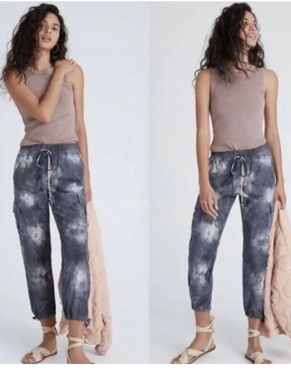 Anthropologie Tie-Dye Drawstring Cargo Joggers